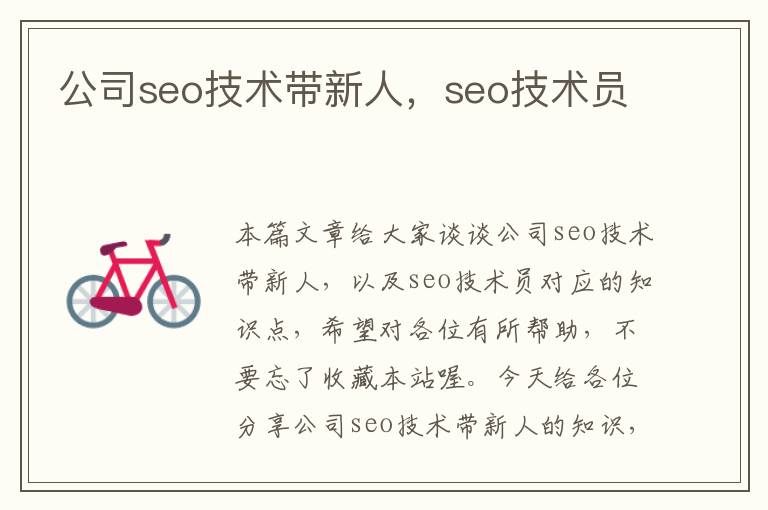 公司seo技术带新人，seo技术员