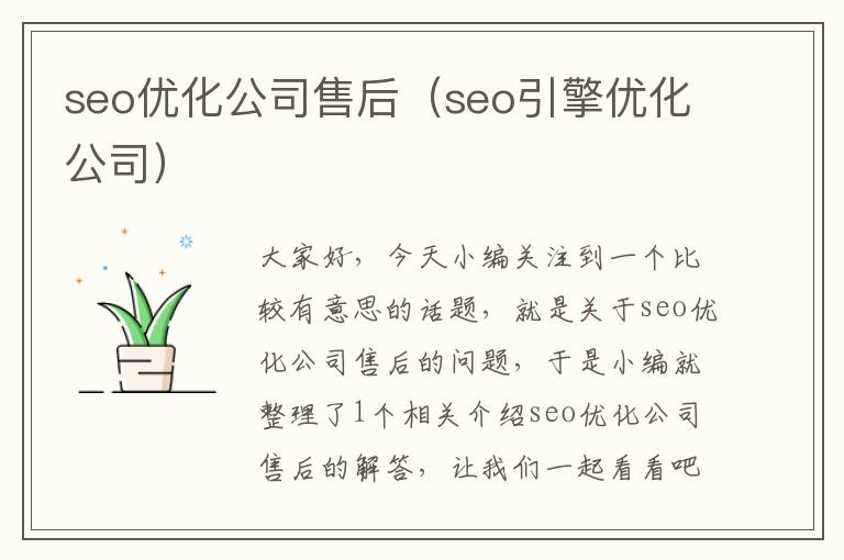 seo优化公司售后（seo引擎优化公司）