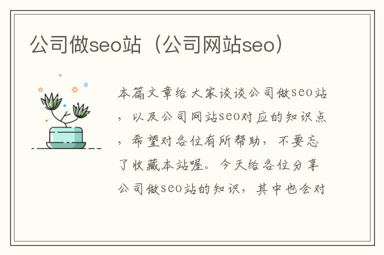 公司做seo站（公司网站seo）