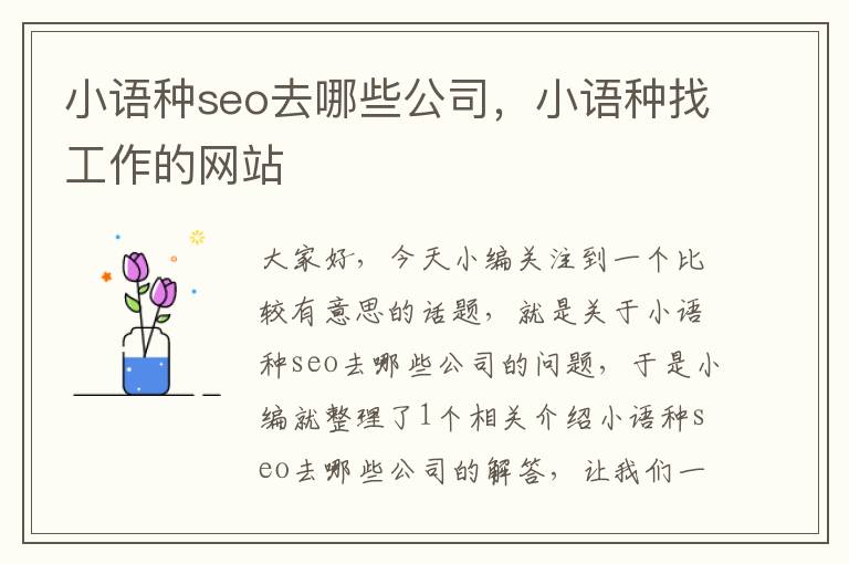 小语种seo去哪些公司，小语种找工作的网站