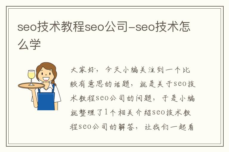 seo技术教程seo公司-seo技术怎么学