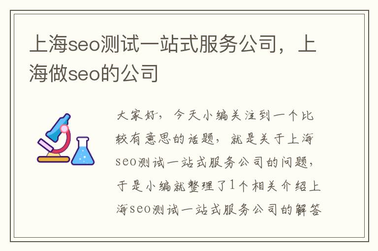 上海seo测试一站式服务公司，上海做seo的公司