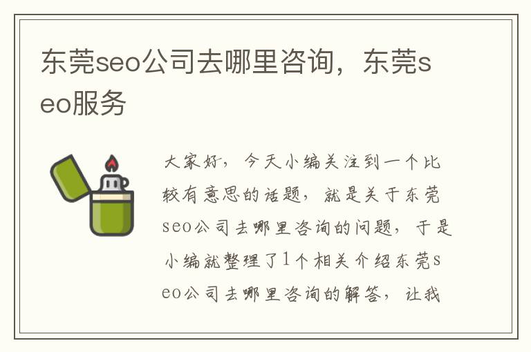 东莞seo公司去哪里咨询，东莞seo服务