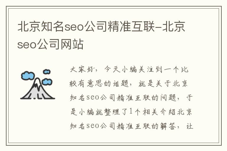 北京知名seo公司精准互联-北京seo公司网站