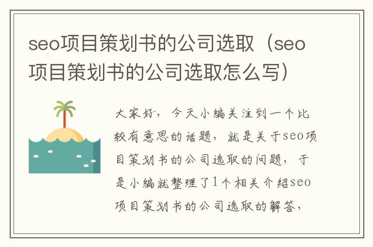 seo项目策划书的公司选取（seo项目策划书的公司选取怎么写）