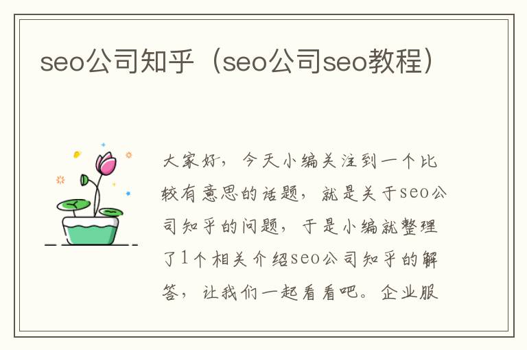 seo公司知乎（seo公司seo教程）