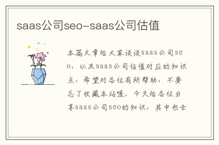 saas公司seo-saas公司估值