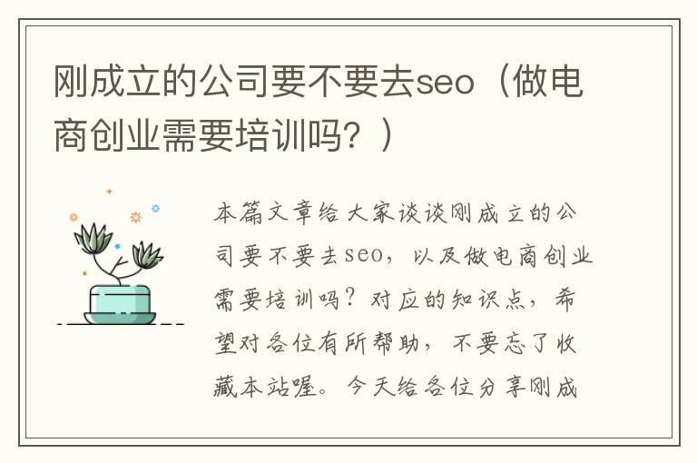 刚成立的公司要不要去seo（做电商创业需要培训吗？）