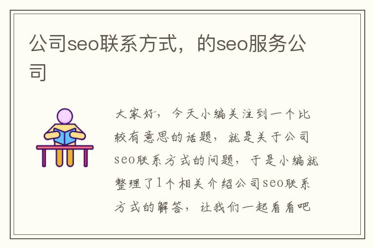 公司seo联系方式，的seo服务公司