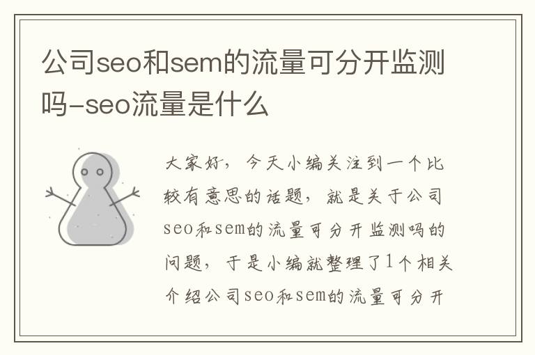 公司seo和sem的流量可分开监测吗-seo流量是什么