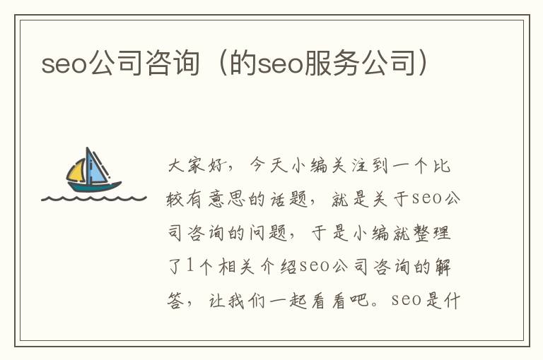 seo公司咨询（的seo服务公司）