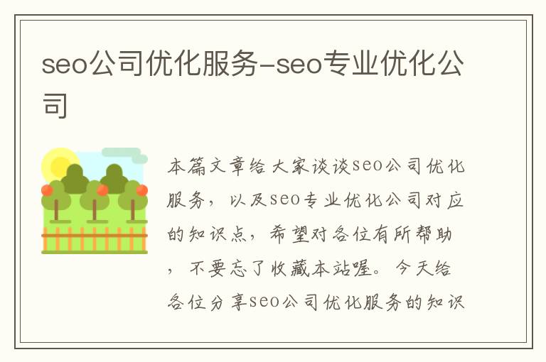 seo公司优化服务-seo专业优化公司