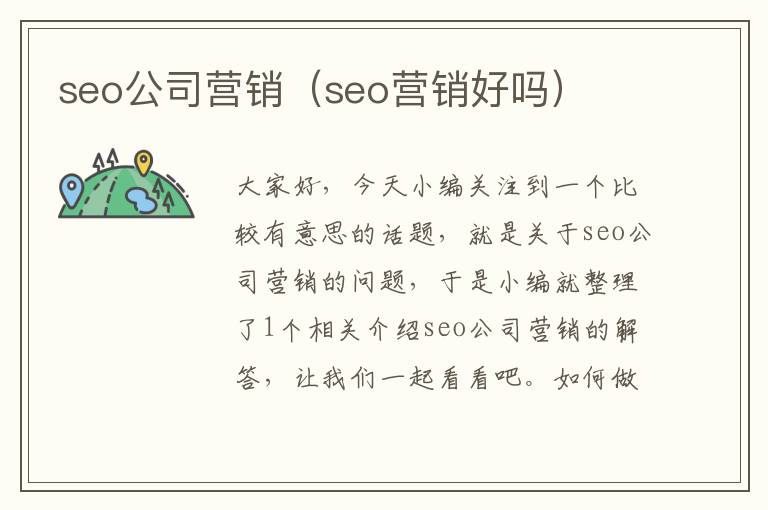 seo公司营销（seo营销好吗）