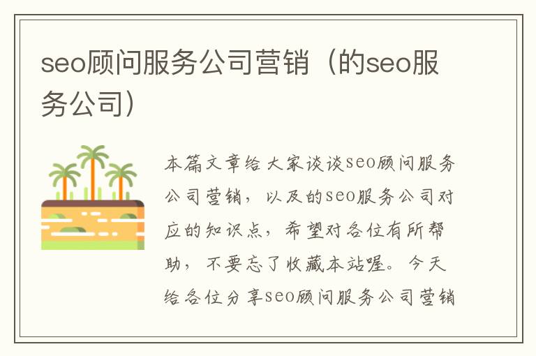 seo顾问服务公司营销（的seo服务公司）