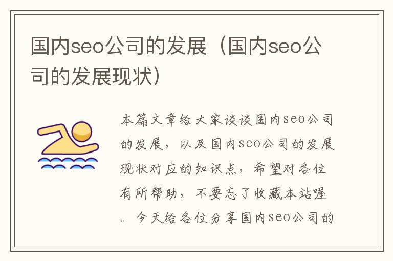 国内seo公司的发展（国内seo公司的发展现状）