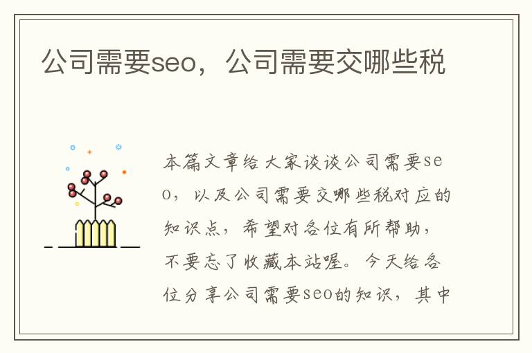 公司需要seo，公司需要交哪些税