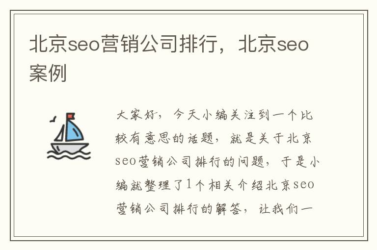 北京seo营销公司排行，北京seo案例