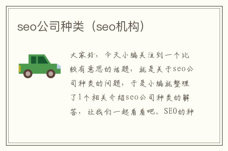 seo公司种类（seo机构）