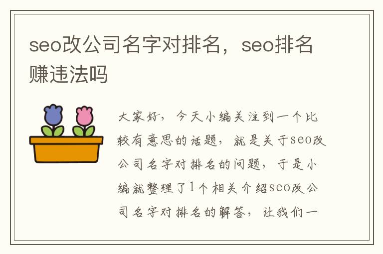 seo改公司名字对排名，seo排名赚违法吗