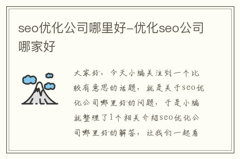 seo优化公司哪里好-优化seo公司哪家好