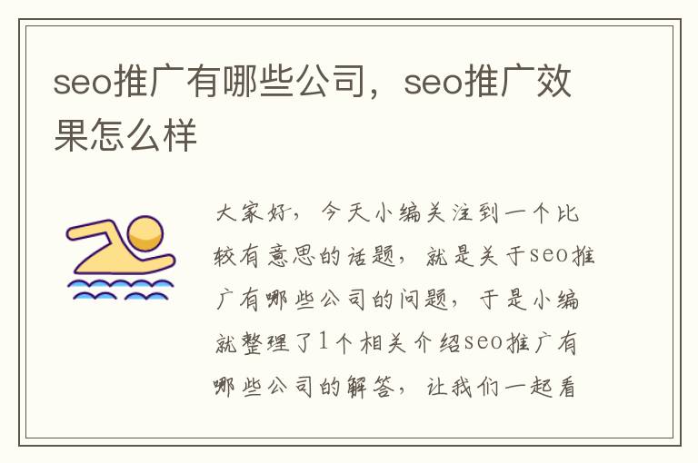 seo推广有哪些公司，seo推广效果怎么样