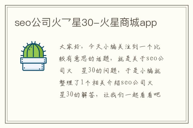 seo公司火乛星30-火星商城app