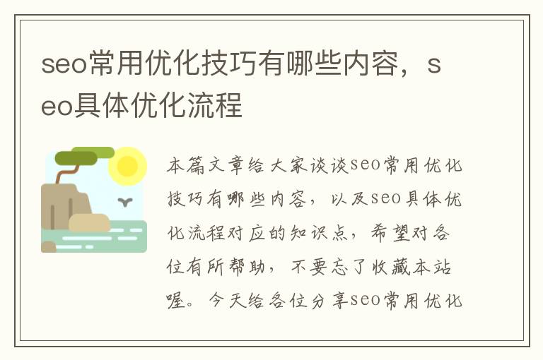 seo常用优化技巧有哪些内容，seo具体优化流程