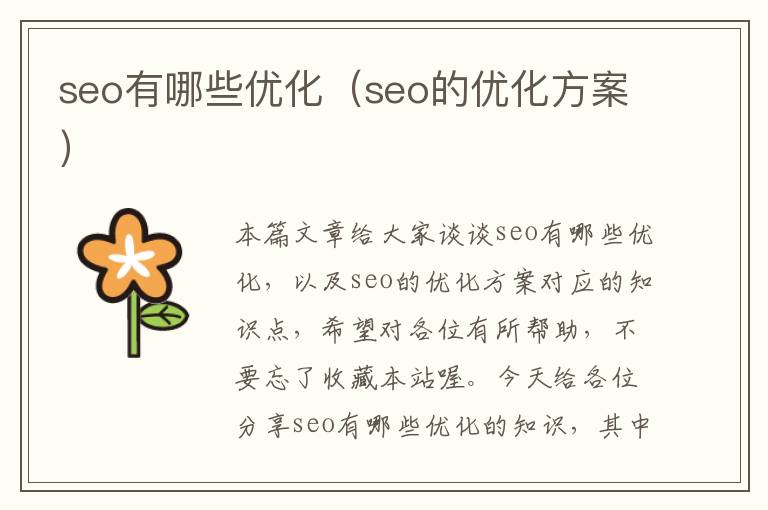 seo有哪些优化（seo的优化方案）