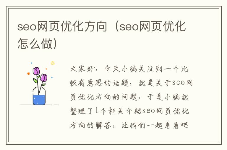 seo网页优化方向（seo网页优化怎么做）