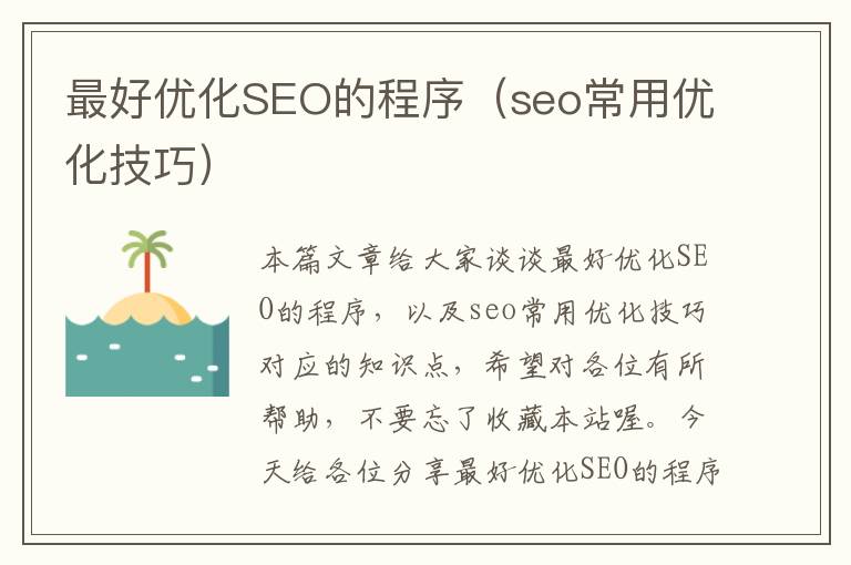 最好优化SEO的程序（seo常用优化技巧）