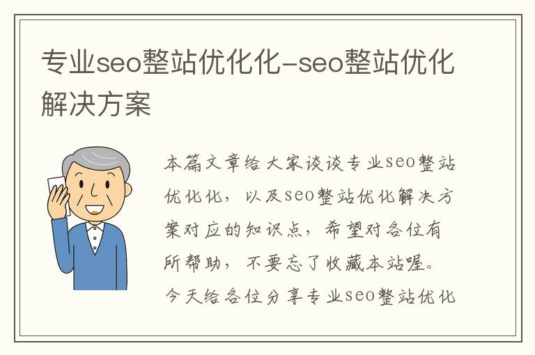 专业seo整站优化化-seo整站优化解决方案