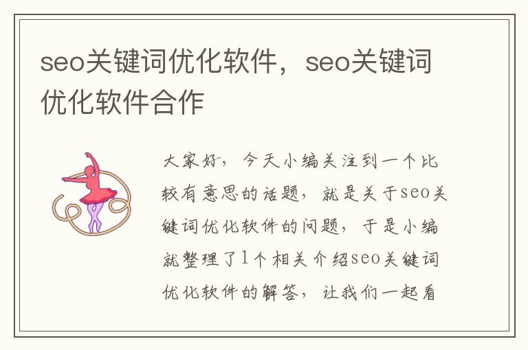 seo关键词优化软件，seo关键词优化软件合作