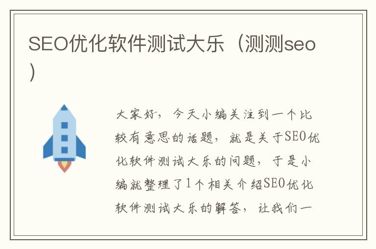 SEO优化软件测试大乐（测测seo）