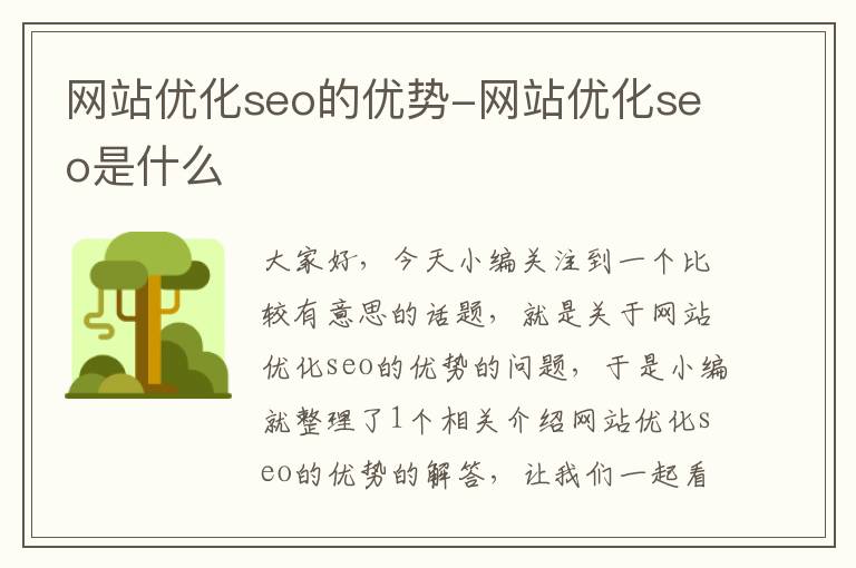 网站优化seo的优势-网站优化seo是什么