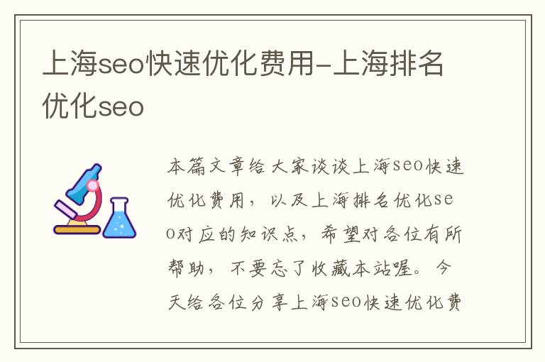 上海seo快速优化费用-上海排名优化seo