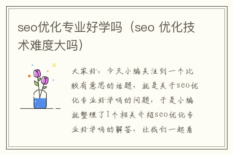 seo优化专业好学吗（seo 优化技术难度大吗）