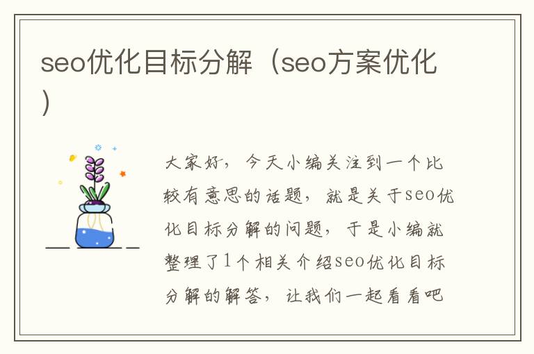 seo优化目标分解（seo方案优化）