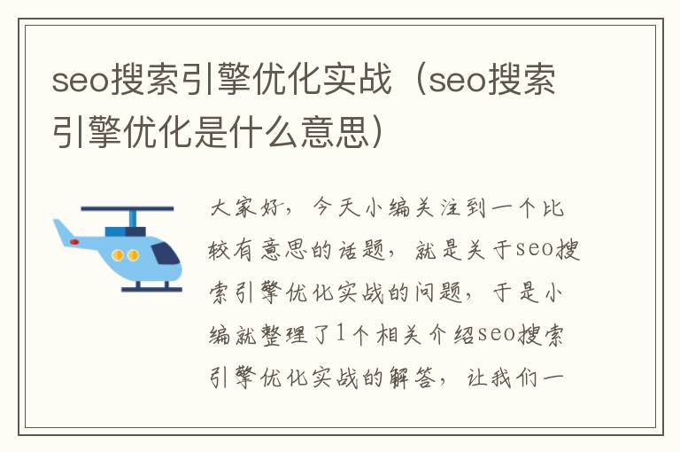 seo搜索引擎优化实战（seo搜索引擎优化是什么意思）