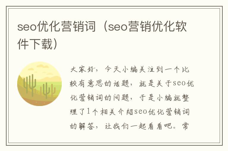 seo优化营销词（seo营销优化软件下载）