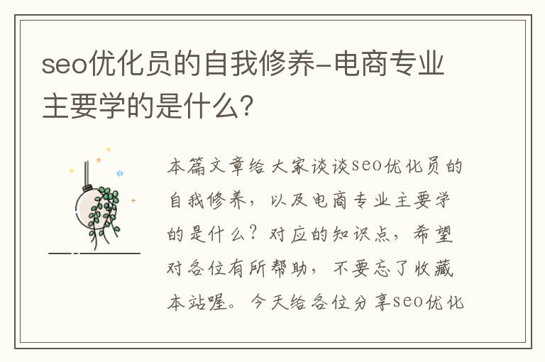 seo优化员的自我修养-电商专业主要学的是什么？