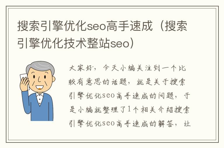 搜索引擎优化seo高手速成（搜索引擎优化技术整站seo）