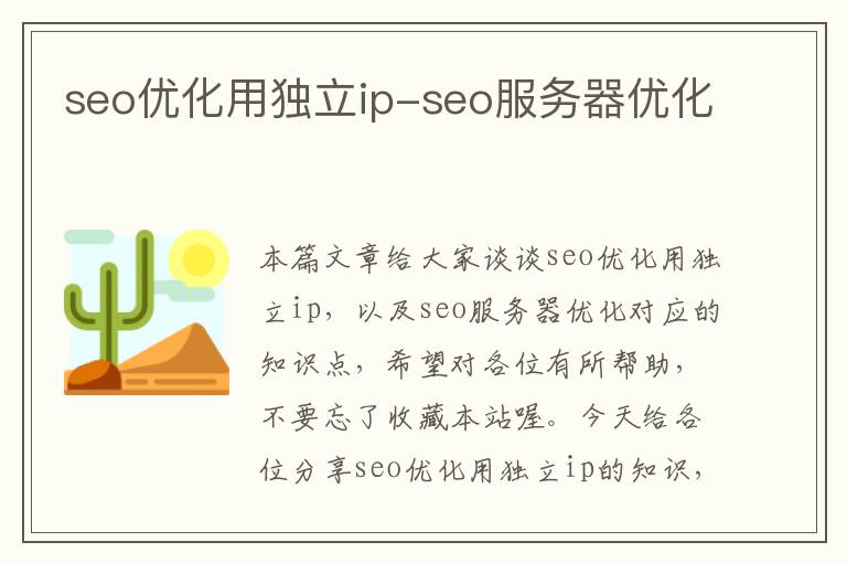 seo优化用独立ip-seo服务器优化