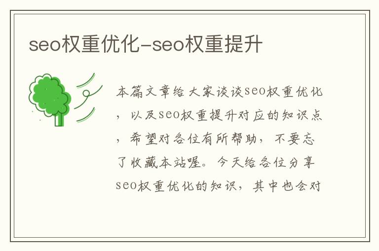 seo权重优化-seo权重提升