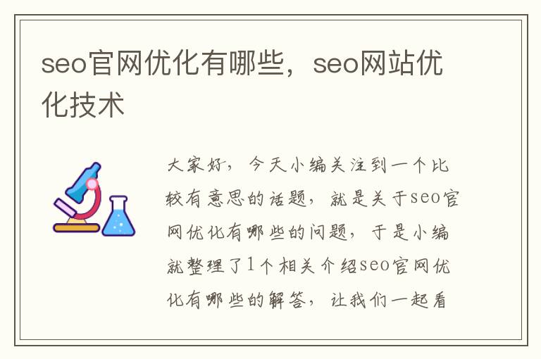 seo官网优化有哪些，seo网站优化技术