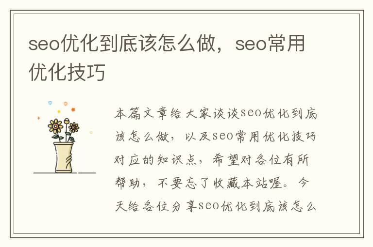 seo优化到底该怎么做，seo常用优化技巧