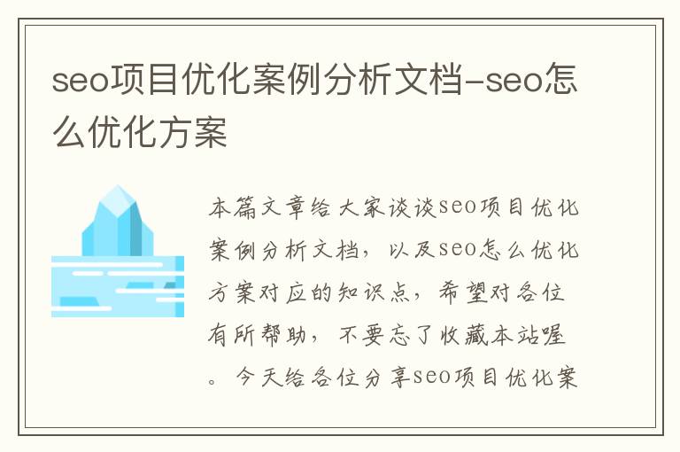 seo项目优化案例分析文档-seo怎么优化方案