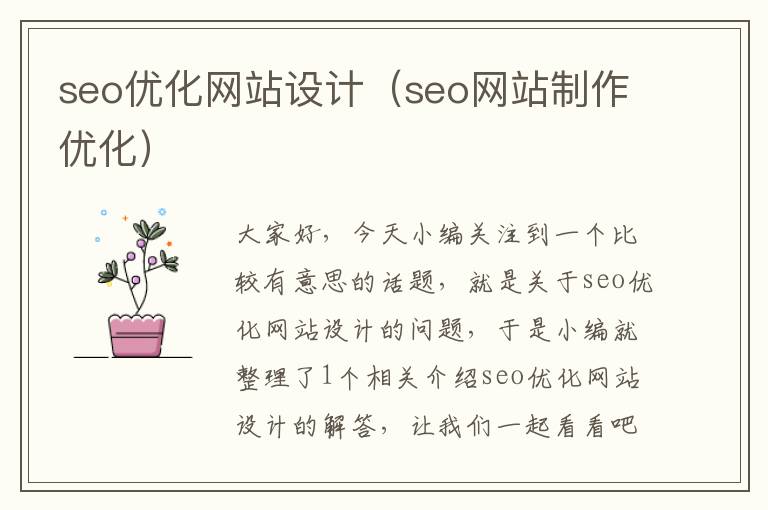 seo优化网站设计（seo网站制作优化）