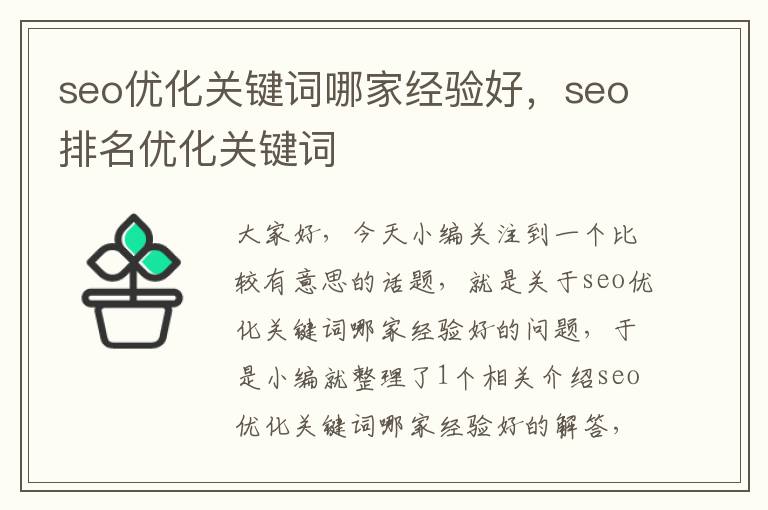 seo优化关键词哪家经验好，seo排名优化关键词