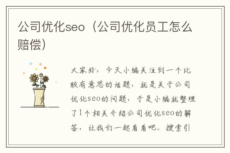 公司优化seo（公司优化员工怎么赔偿）