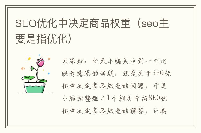 SEO优化中决定商品权重（seo主要是指优化）